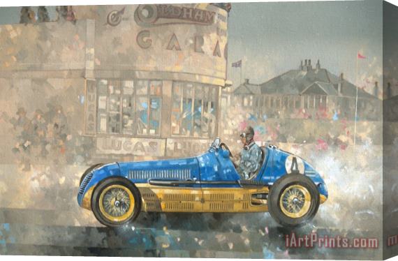 Peter Miller Blue and Yellow Maserati of Bira Stretched Canvas Painting / Canvas Art