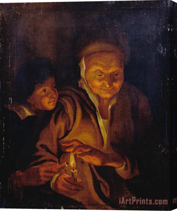 Peter Paul Rubens A Boy Lighting a Candle From One Held by an Old Woman Stretched Canvas Print / Canvas Art