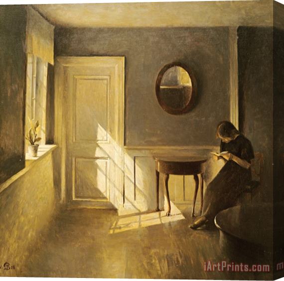 Peter Vilhelm Ilsted A Girl Reading in an Interior Stretched Canvas Print / Canvas Art