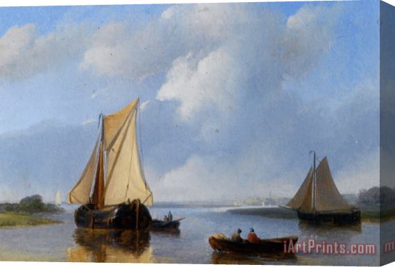 Petrus Jan Schotel Shipping in a Calm Stretched Canvas Print / Canvas Art