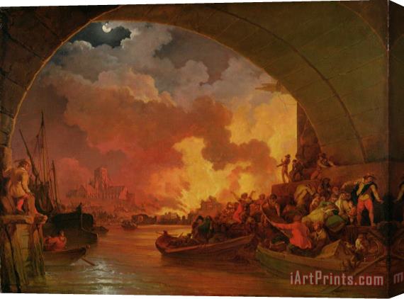 Philip James de Loutherbourg The Great Fire of London Stretched Canvas Print / Canvas Art