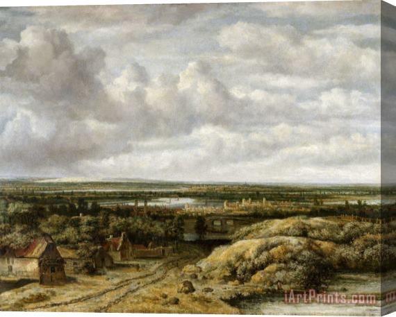 Philips Koninck Distant View with Cottages Along a Road Stretched Canvas Print / Canvas Art