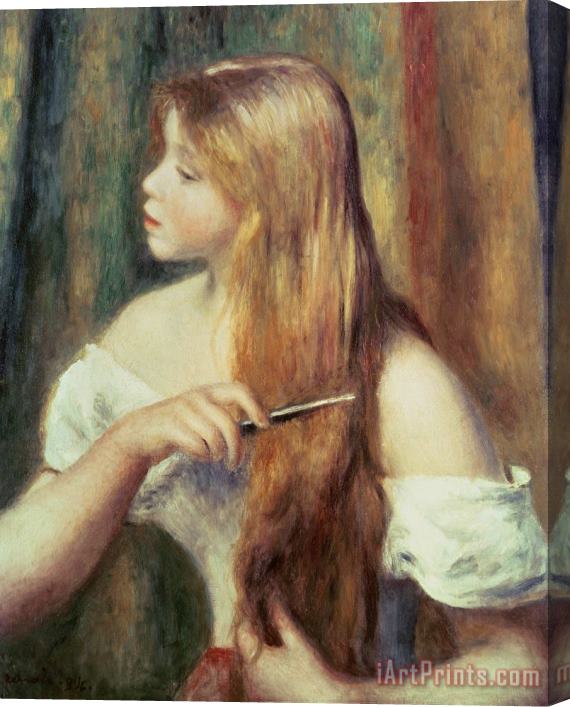 Pierre Auguste Renoir Blonde girl combing her hair Stretched Canvas Painting / Canvas Art