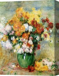Bouquet De Fleurs Et L'esquisse D'une Statue, 1949 Canvas Prints - Bouquet of Chrysanthemums by Pierre Auguste Renoir