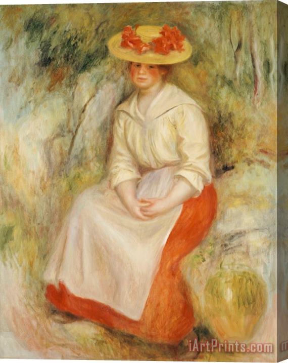 Pierre Auguste Renoir Gabrielle in a Straw Hat Stretched Canvas Painting / Canvas Art