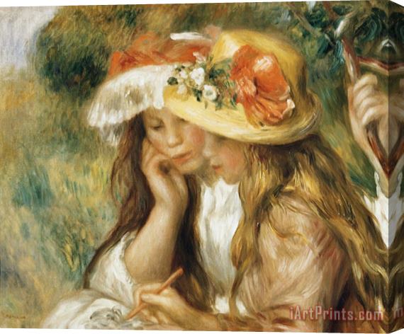 Pierre Auguste Renoir Two Girls Drawing Stretched Canvas Print / Canvas Art