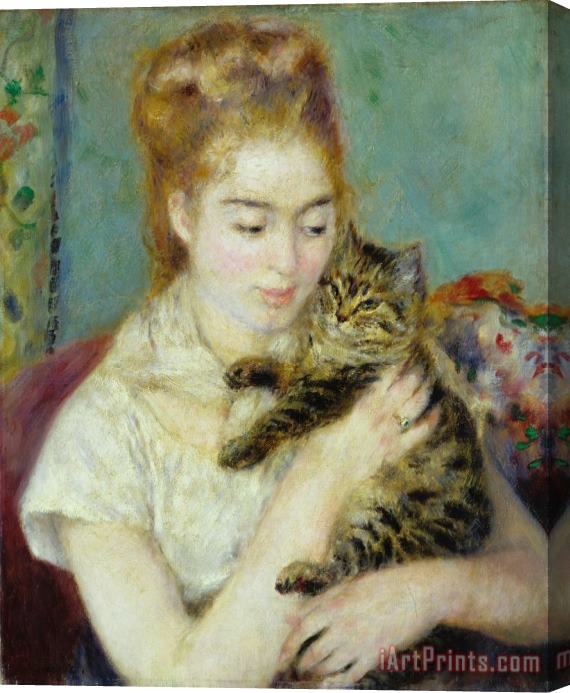 Pierre Auguste Renoir Woman With A Cat Stretched Canvas Painting / Canvas Art