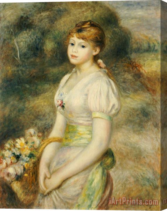 Pierre Auguste Renoir Young Girl with a Basket of Flowers Stretched Canvas Painting / Canvas Art