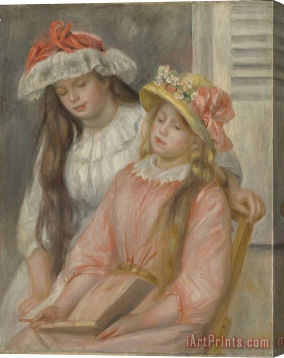 Pierre Auguste Renoir Young Girls Looking at an Album Stretched Canvas Painting / Canvas Art