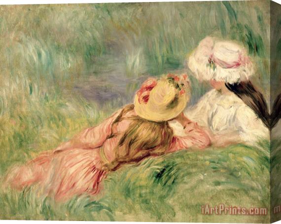 Pierre Auguste Renoir Young Girls on the River Bank Stretched Canvas Print / Canvas Art