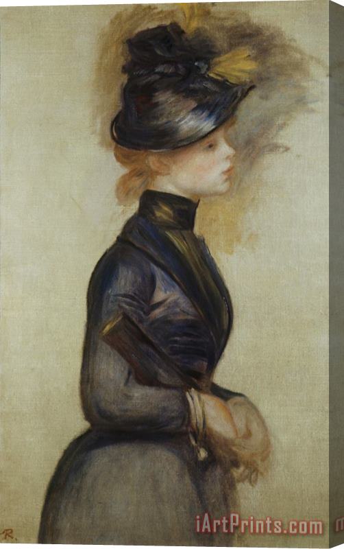 Pierre Auguste Renoir Young Woman in Blue Going to The Conservatory Stretched Canvas Print / Canvas Art