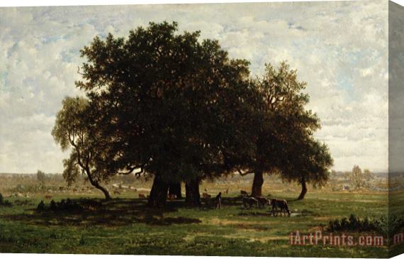 Pierre Etienne Theodore Rousseau Holm Oaks Stretched Canvas Painting / Canvas Art