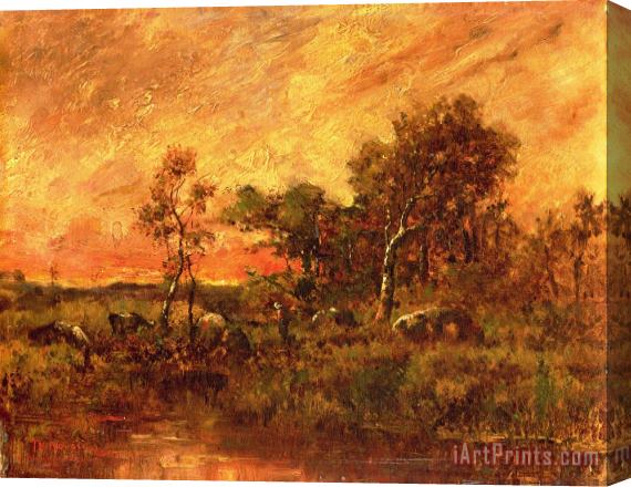 Pierre Etienne Theodore Rousseau Wooded Landscape with a Faggot Gatherer Stretched Canvas Print / Canvas Art