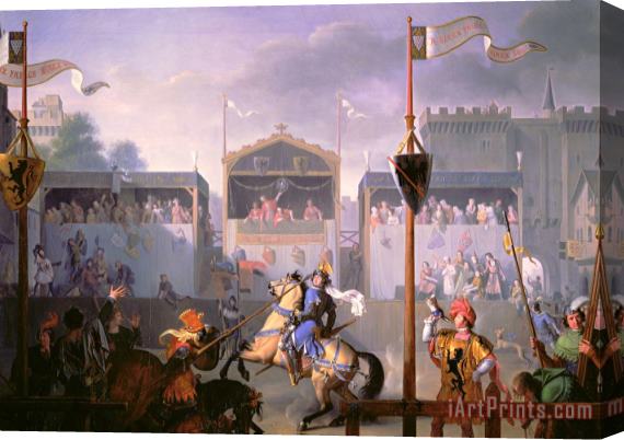 Pierre Henri Revoil Scene of a Tournament in the Fourteenth Century Stretched Canvas Painting / Canvas Art