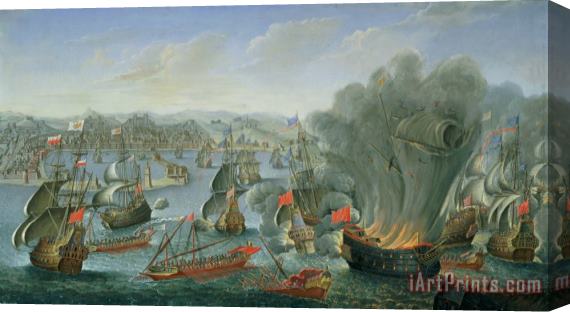 Pierre Puget Naval Battle with the Spanish Fleet Stretched Canvas Painting / Canvas Art