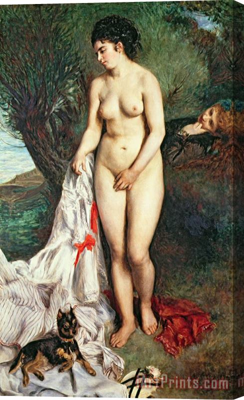 Pierrre Auguste Renoir Bather with a Griffon dog Stretched Canvas Painting / Canvas Art