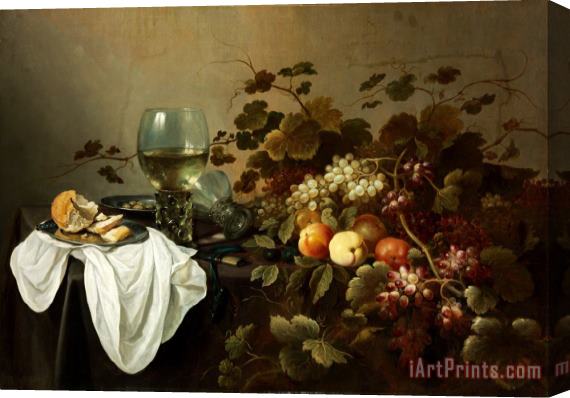 Pieter Claesz Still Life with Fruit And Roemer Stretched Canvas Print / Canvas Art