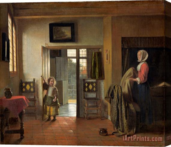 Pieter de Hooch The Bedroom Stretched Canvas Painting / Canvas Art