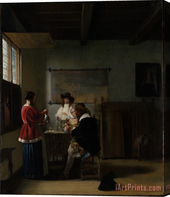 Pieter de Hooch The Visit Stretched Canvas Painting / Canvas Art