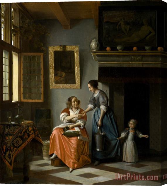 Pieter de Hooch Woman Giving Money to a Servant Stretched Canvas Print / Canvas Art