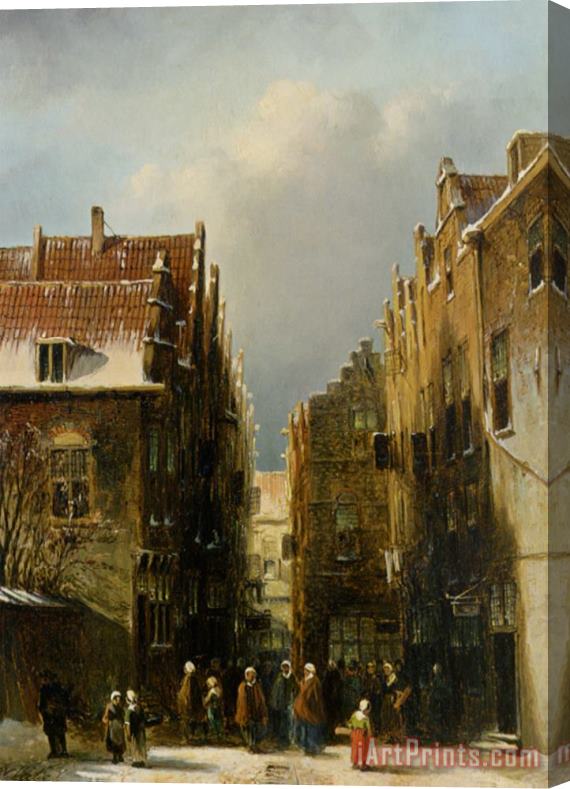 Pieter Gerard Vertin A Wintry Dutch Town Stretched Canvas Painting / Canvas Art