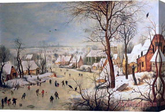 Pieter the Elder Bruegel Winter Landscape with Birdtrap Stretched Canvas Painting / Canvas Art