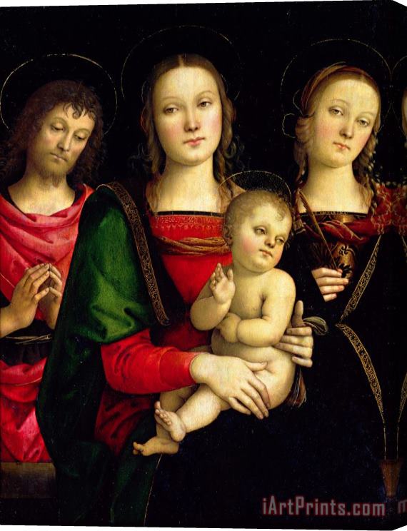 Pietro Perugino The Madonna and Child with St. John the Baptist and St. Catherine of Alexandria Stretched Canvas Painting / Canvas Art