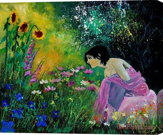 Pol Ledent Eglantine With Flowers Stretched Canvas Print / Canvas Art
