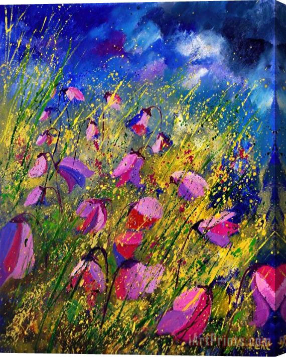 Pol Ledent Purple Wild Flowers Stretched Canvas Painting / Canvas Art