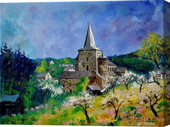 Pol Ledent Romanesque church in Celles - Houyet Stretched Canvas Painting / Canvas Art