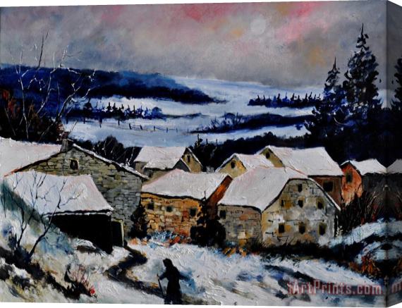 Pol Ledent Snow in ardennes 79 Stretched Canvas Painting / Canvas Art