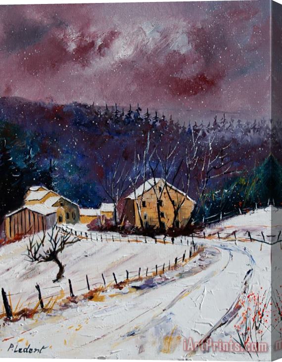 Pol Ledent Snow In Sechery Stretched Canvas Print / Canvas Art