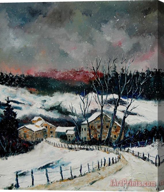 Pol Ledent Snow in Sechery Redu Stretched Canvas Print / Canvas Art