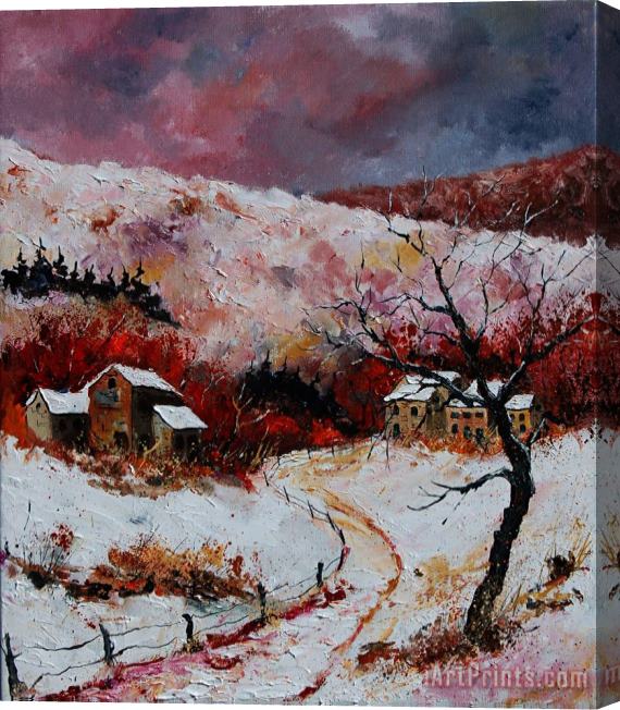 Pol Ledent Snow In The Ardennes 78 Stretched Canvas Print / Canvas Art