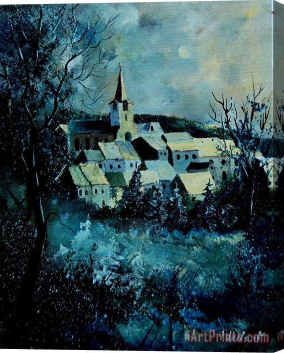 Pol Ledent Village in winter Stretched Canvas Print / Canvas Art