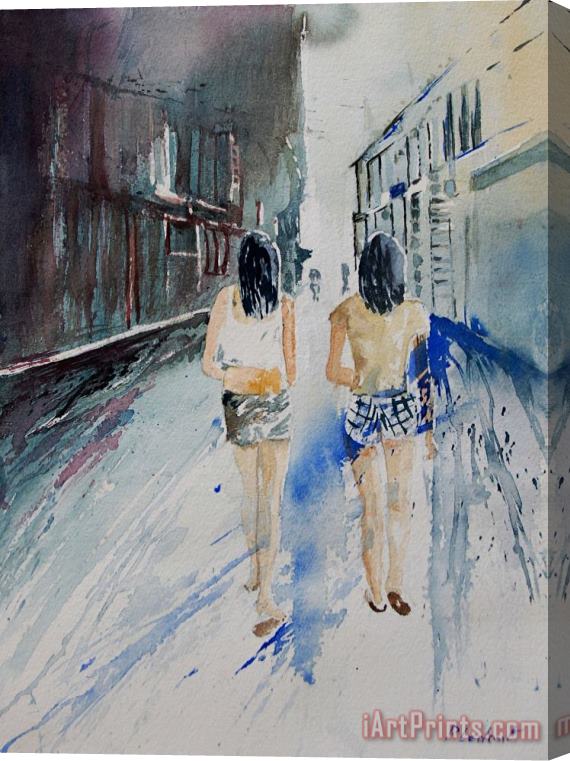Pol Ledent Walking in the street Stretched Canvas Painting / Canvas Art