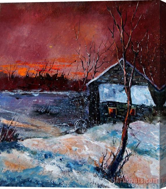 Pol Ledent Winter Sunset Stretched Canvas Print / Canvas Art