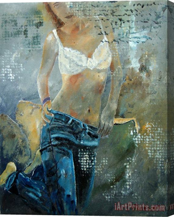 Pol Ledent Young girl in jeans Stretched Canvas Print / Canvas Art