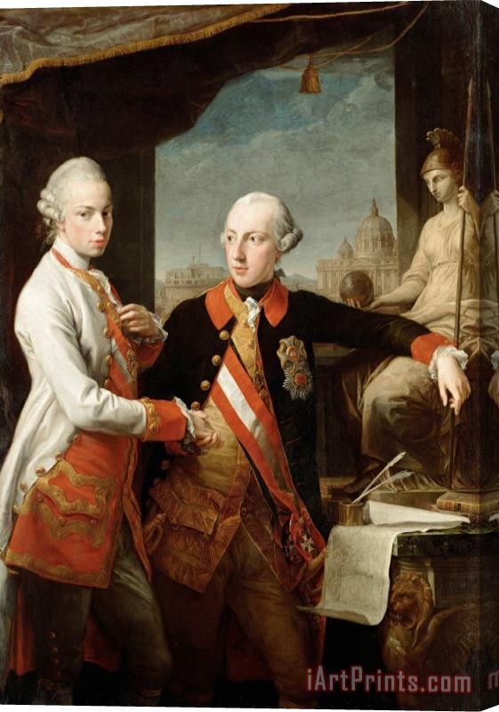 Pompeo Batoni Emperor Joseph II (1741 1790) with Grand Duke Pietro Leopoldo of Tuscany Stretched Canvas Painting / Canvas Art