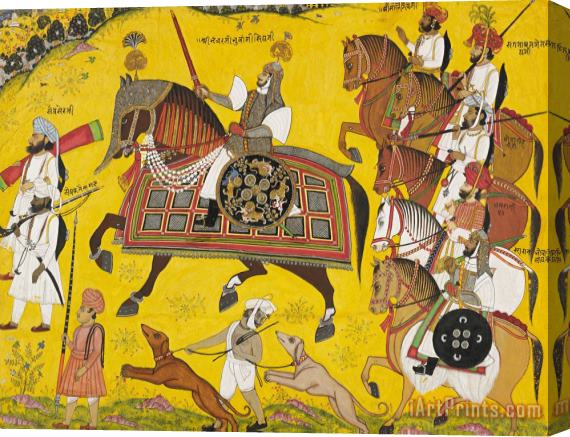 Pyara Singh Processional Portrait Of Prince Bhawani Sing Of Sitamau Stretched Canvas Print / Canvas Art