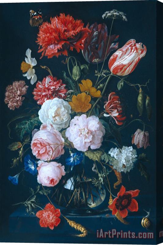 Rachel Ruysch Still Life with Flowers on a Marble Tabletop Stretched Canvas Painting / Canvas Art