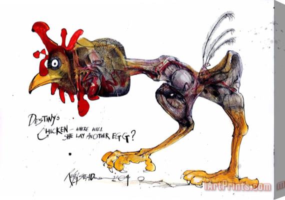 Ralph Steadman Destiny's Chicken, Where Will She Lay Another Egg, 2004 Stretched Canvas Print / Canvas Art