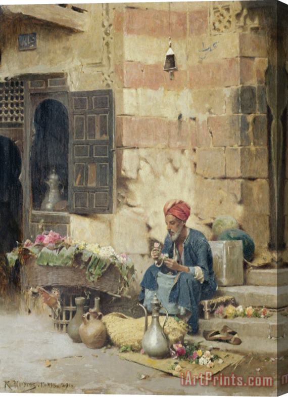 Raphael von Ambros The Flower Seller Stretched Canvas Painting / Canvas Art