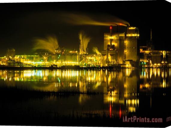 Raymond Gehman A Time Exposure Taken at Night of The Mill And The River Stretched Canvas Print / Canvas Art