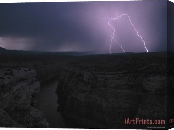Raymond Gehman A View of a Lightning Strike From Devils Canyon Overlook Stretched Canvas Print / Canvas Art