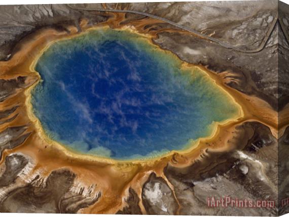 Raymond Gehman Algae Tinted Shallows Ring Yellowstone's Steaming Grand Prismatic Spring Stretched Canvas Painting / Canvas Art