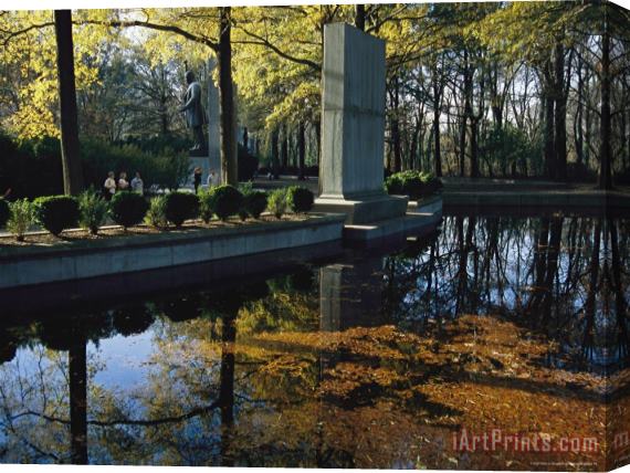 Raymond Gehman Bronze Statue of Theodore Roosevelt Granite Slab And Reflecting Pool Stretched Canvas Painting / Canvas Art