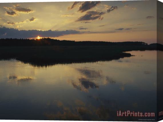 Raymond Gehman Cloud Reflections on Water at Sunset Stretched Canvas Painting / Canvas Art