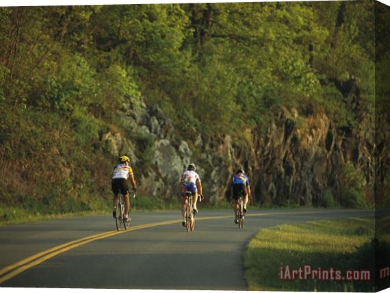 Raymond Gehman Cycling on The Blue Ridge Parkway Stretched Canvas Print / Canvas Art