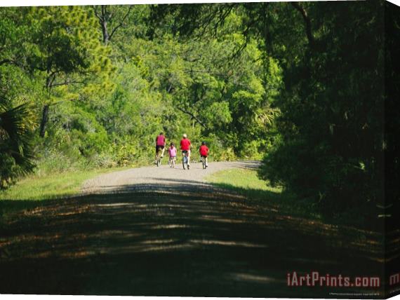 Raymond Gehman Cyclists on a Trail in The Pinckney Island National Wildlife Refuge Stretched Canvas Print / Canvas Art